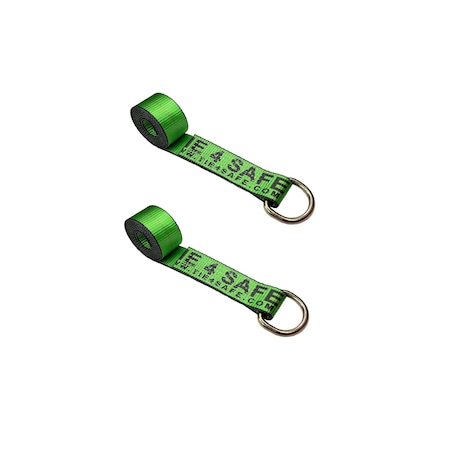 Tie 4 Safe 2" x 10' Lasso Strap w/ D Ring Auto Tie Down Wheel Lift Tow Truck Trailer Green, 4PK TWS21-510-W27-GR-C-4